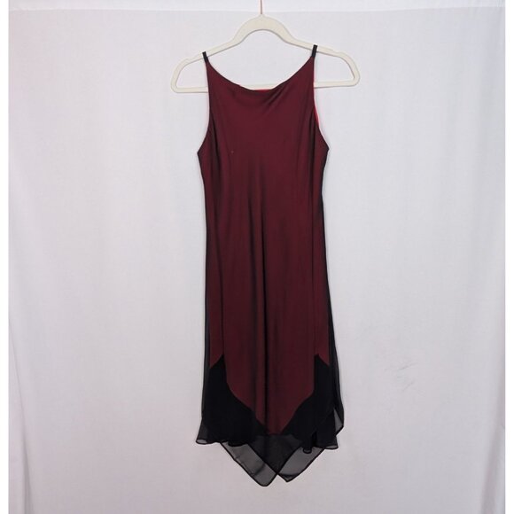 90s Dorothy Perkins 10 Fairy Goth Midi Slip Dress Asymmetrical Layered Chiffon - Picture 2 of 11
